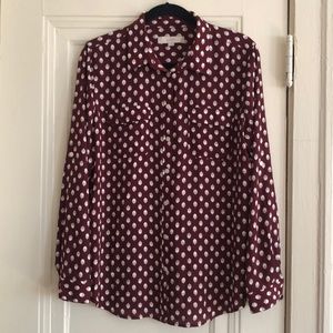 Loft acorn pattern button down top sz L 🍂